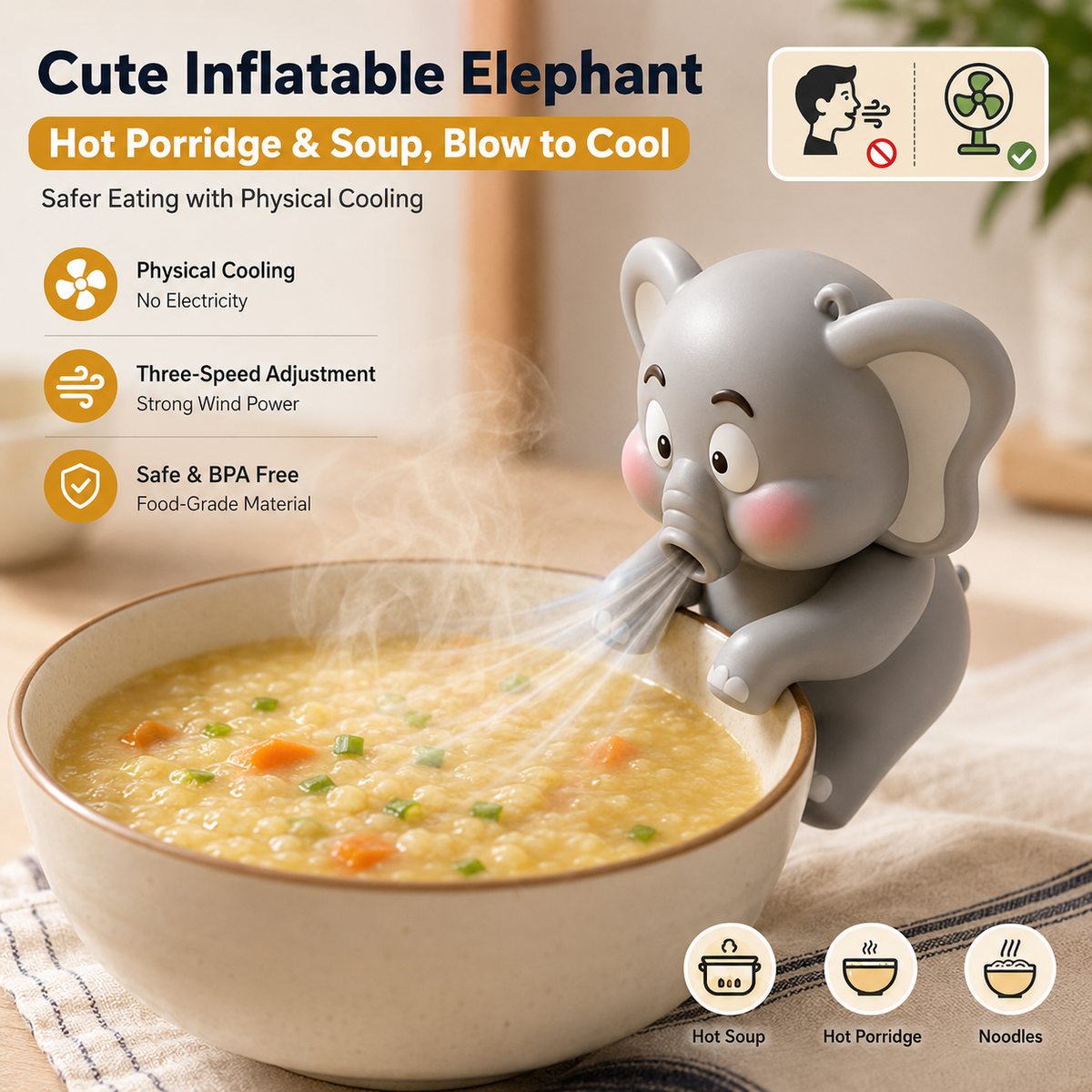 JEK CoolBite™ Hands-Free Food Cooling Fan