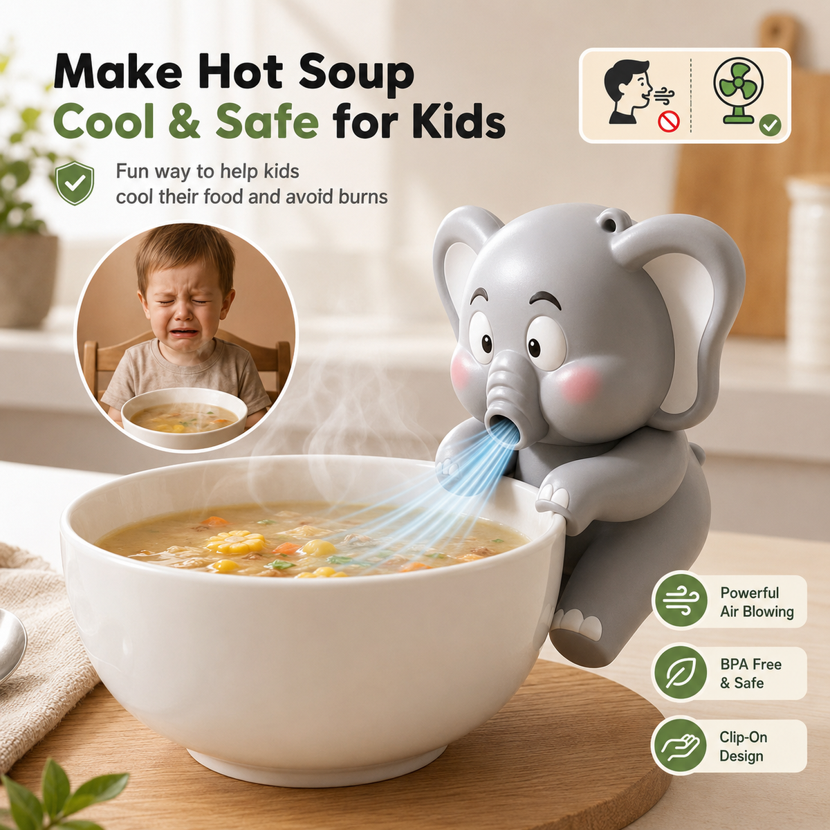 JEK CoolBite™ Hands-Free Food Cooling Fan