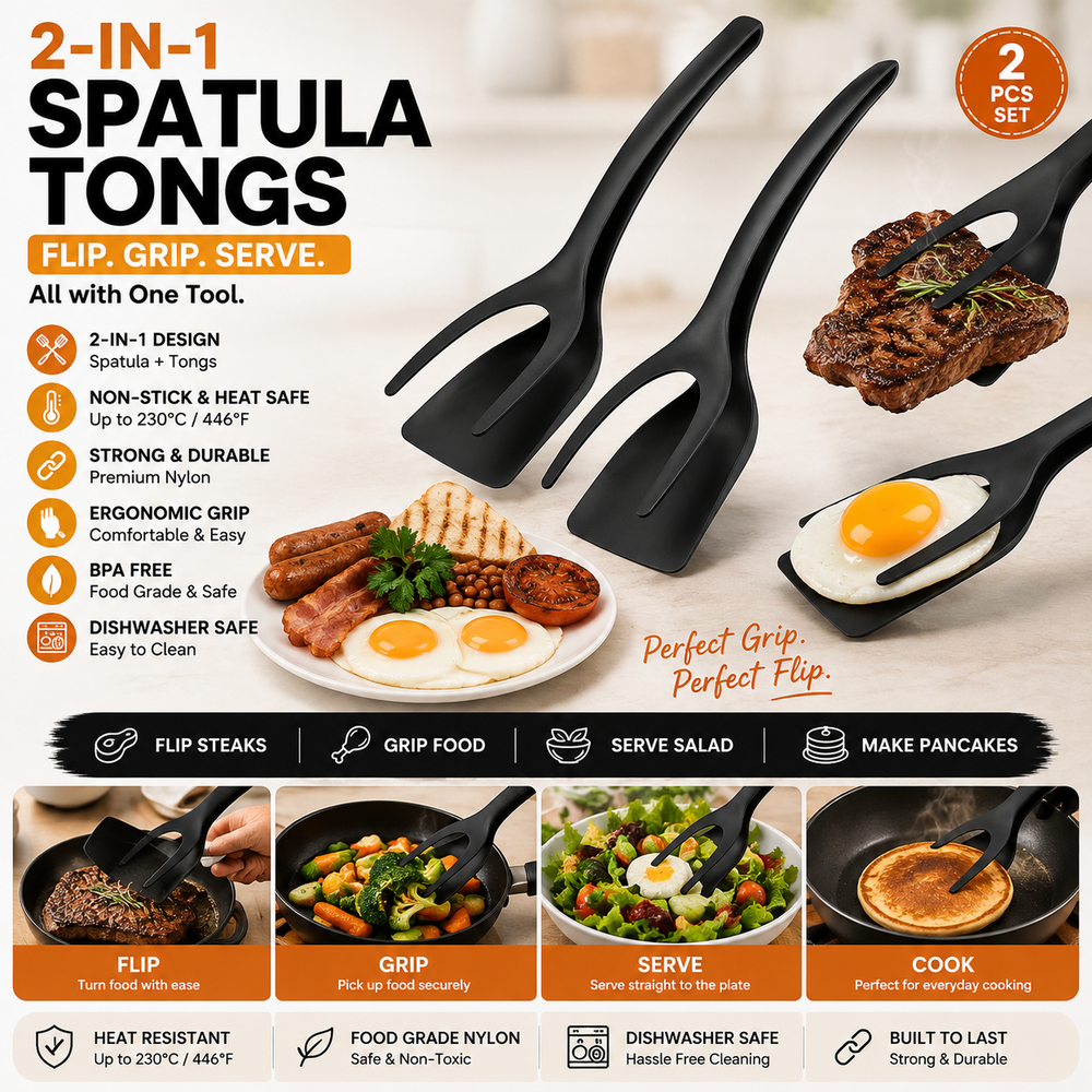 JEK FlipMate™ 2-in-1 Spatula Tongs