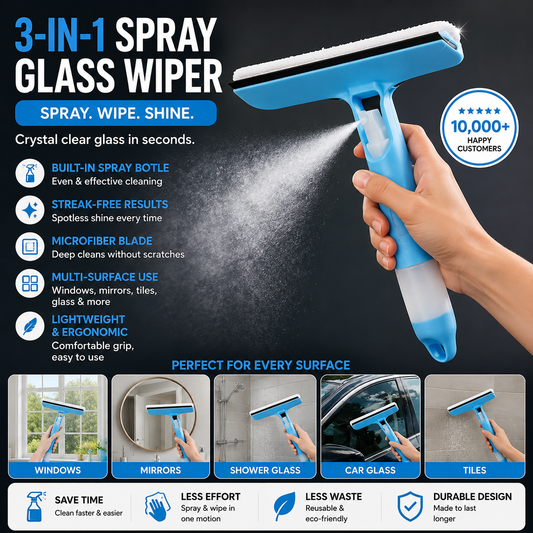 JEK ClearSwipe™ 3-in-1 Spray Glass Wiper