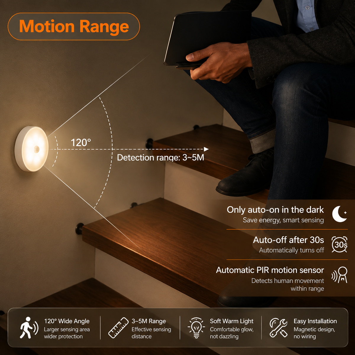 JEK MotionGlow™ Rechargeable Cabinet Lights