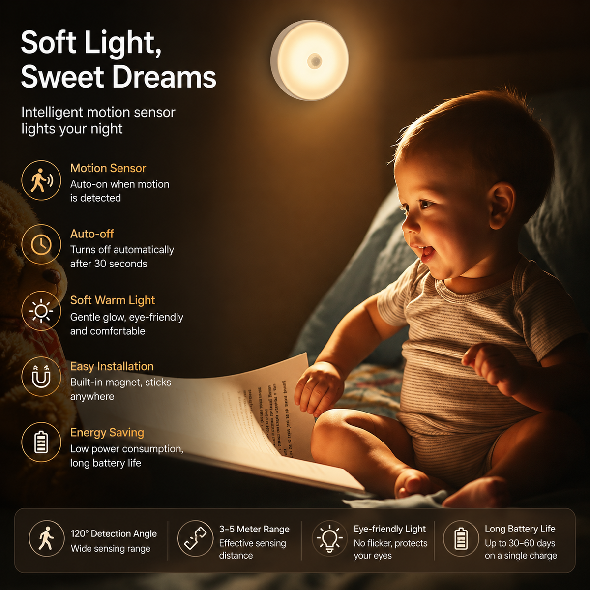 JEK MotionGlow™ Rechargeable Cabinet Lights