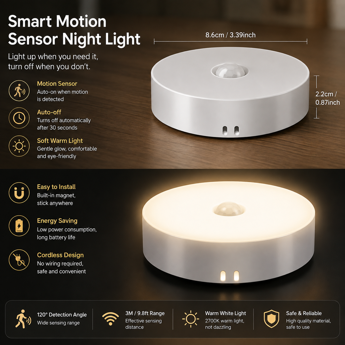 JEK MotionGlow™ Rechargeable Cabinet Lights