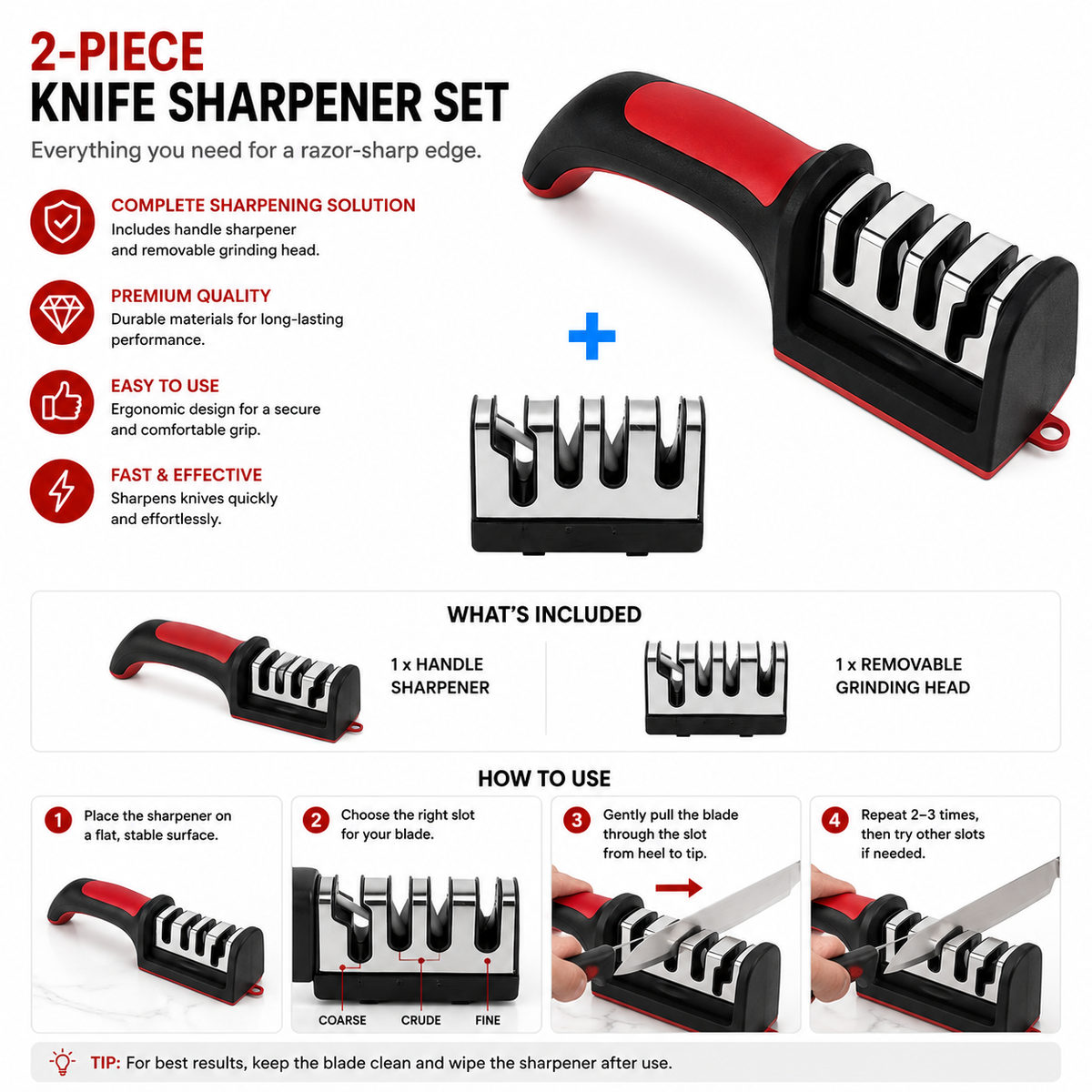 JEK EdgeMaster™ 4-Stage Professional Knife Sharpener