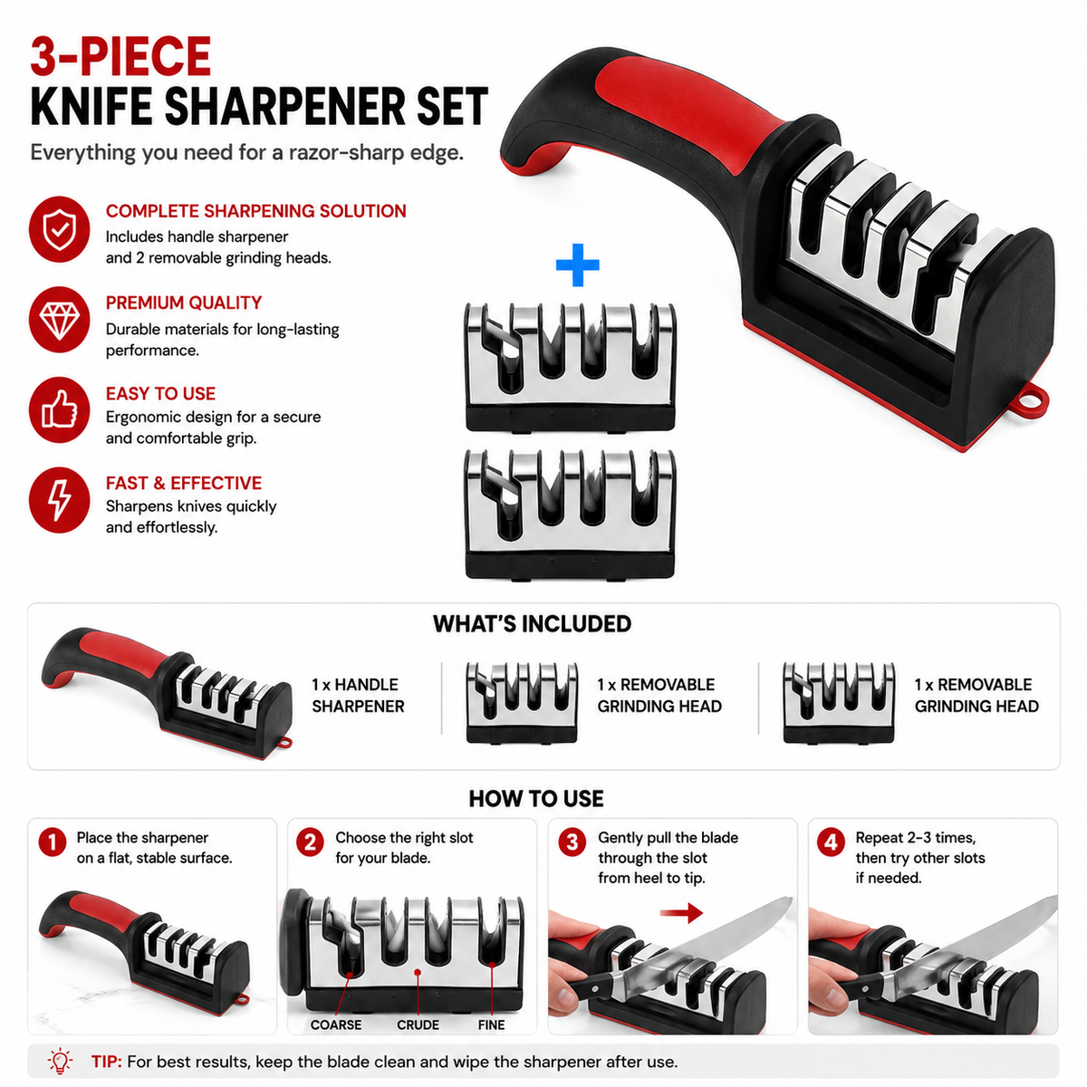 JEK EdgeMaster™ 4-Stage Professional Knife Sharpener