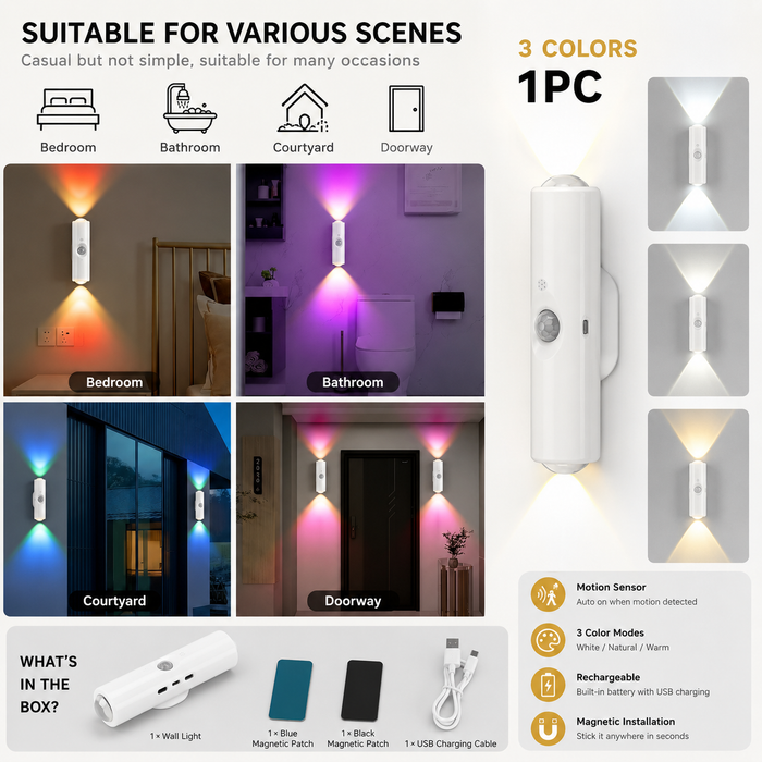 JEK AuraBeam™ RGB Motion Wall Light