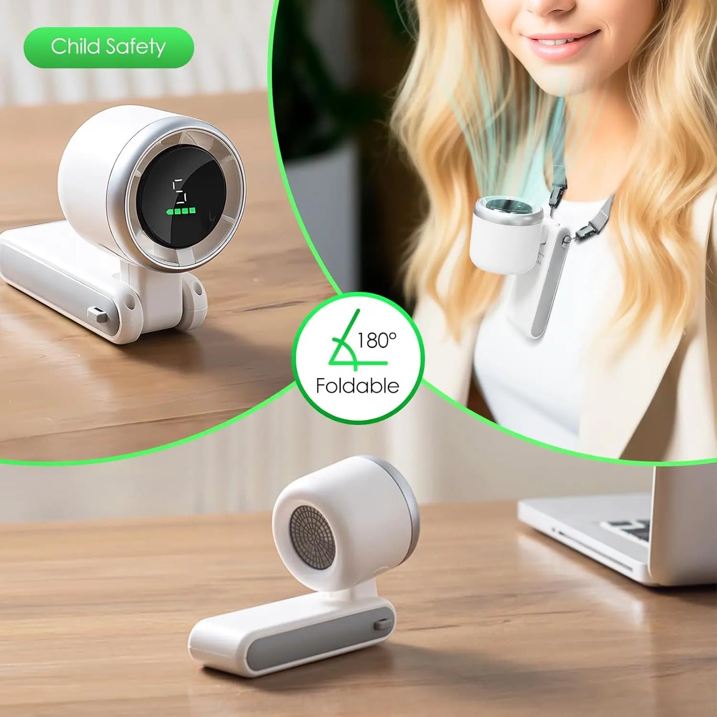 JEK TurboBreeze™ Rechargeable 5-Speed Handheld Fan