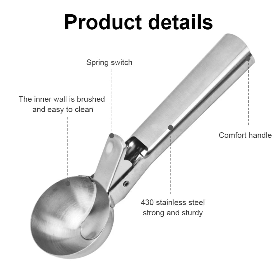 JEK ScoopPro™ Stainless Steel Ice Cream & Fruit Scoop