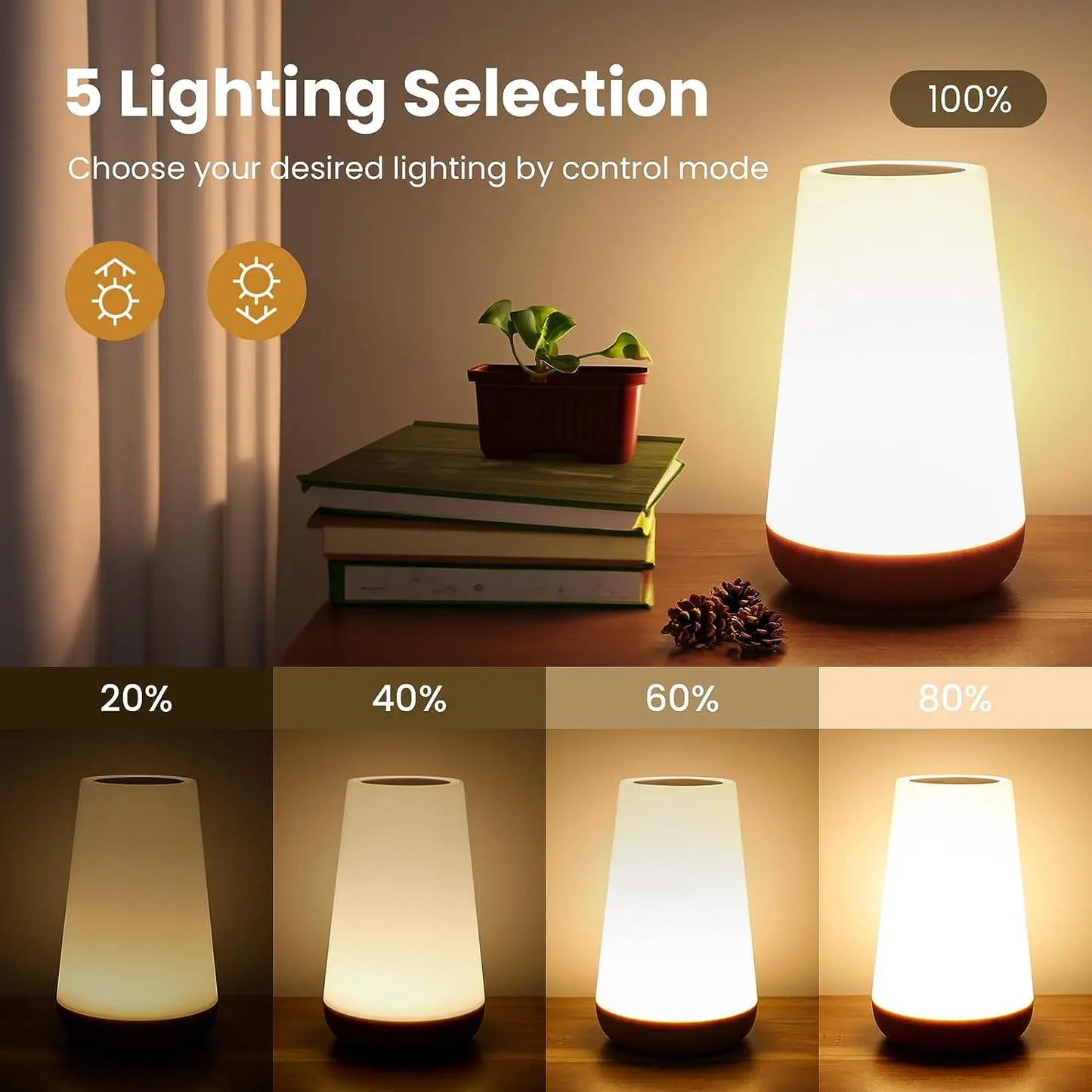 JEK AuraGlow™ Rechargeable 13-Color Bedside Lamp