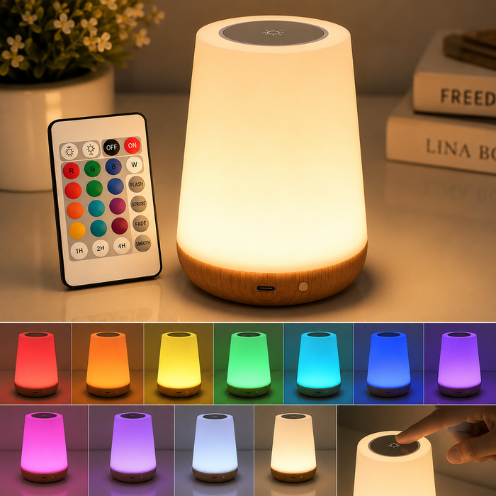 JEK AuraGlow™ Rechargeable 13-Color Bedside Lamp